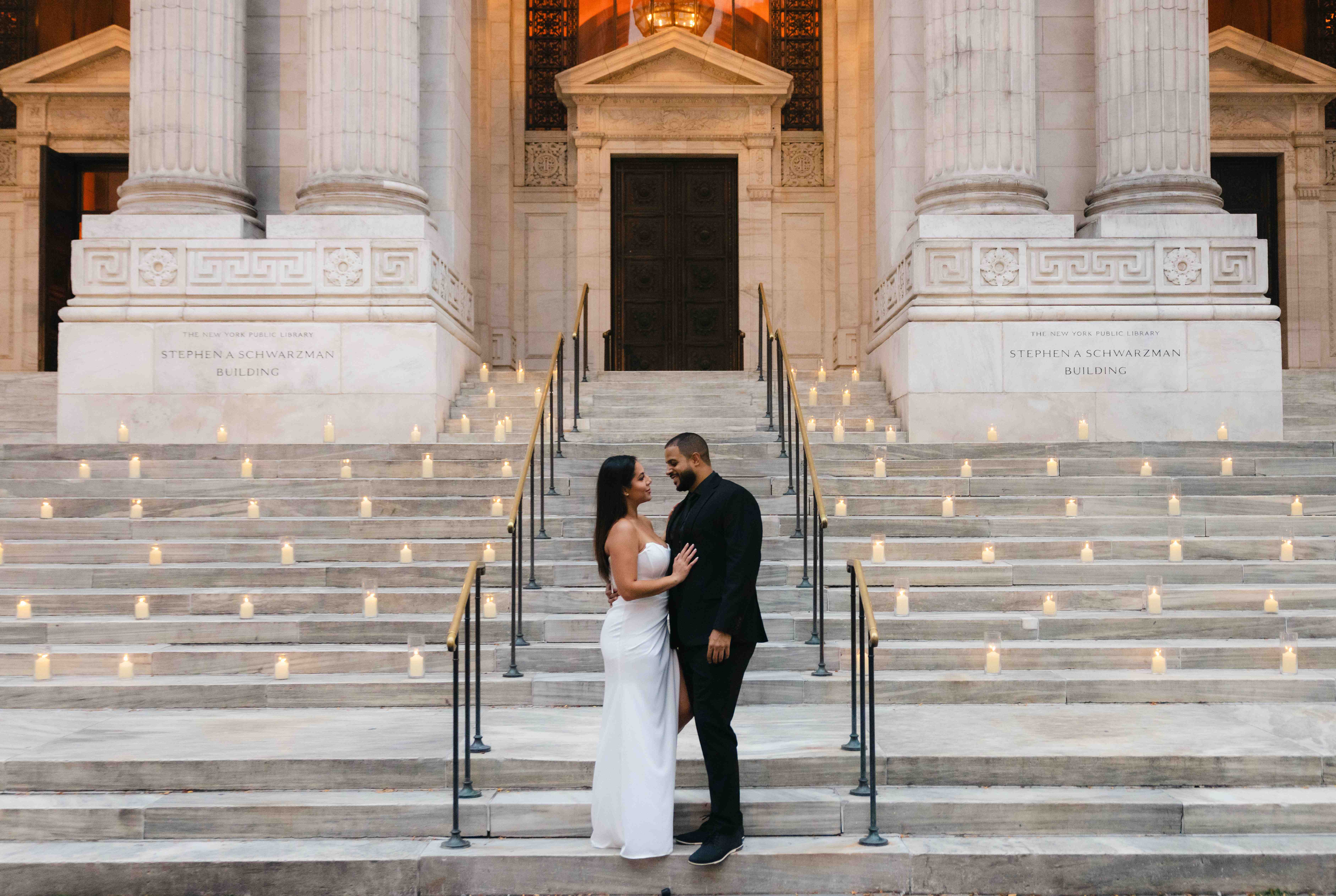 Janna & Rafael on the steps of the New York Public Library